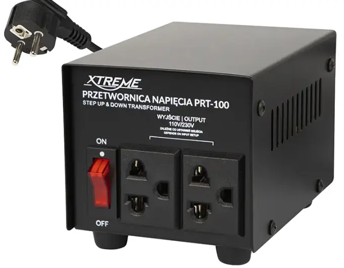 Transformator napięcia Polska - USA i USA-PL 100W front